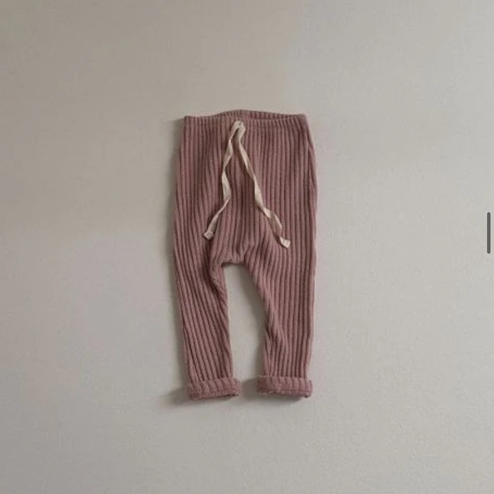 Toddler Girl Ribbed Leggings | Dusty Pink Korean Brand | 2T